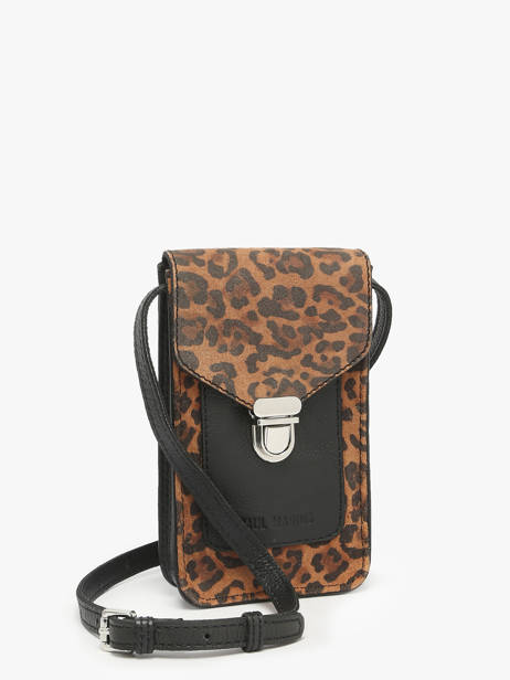 Le Porte-téléphone Léopard Cuir Paul marius Noir leopard TELEPLEO vue secondaire 2