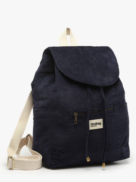 Sac à Dos Velours Velours Côtelé Hindbag Bleu velours V vue secondaire 2