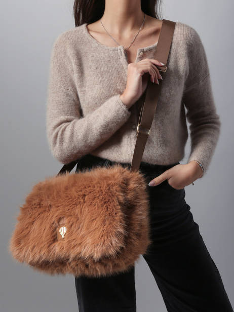 Sac Bandoulière Doudou Polyester Le voyage en panier Marron doudou AHP266 vue secondaire 1