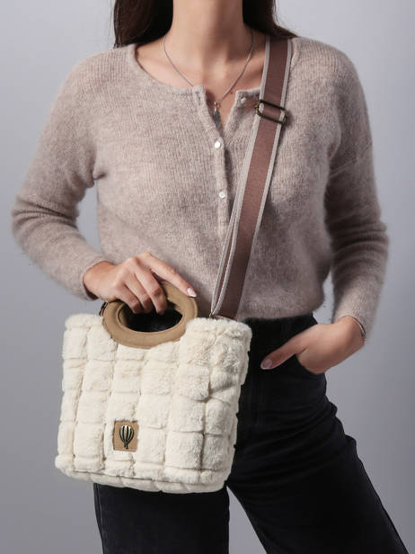 Sac Porté épaule Quadri Polyester Le voyage en panier Beige quadri AHP271 vue secondaire 1