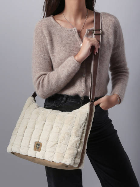 Sac Bandoulière Quadri Polyester Le voyage en panier Beige quadri AHP272 vue secondaire 1