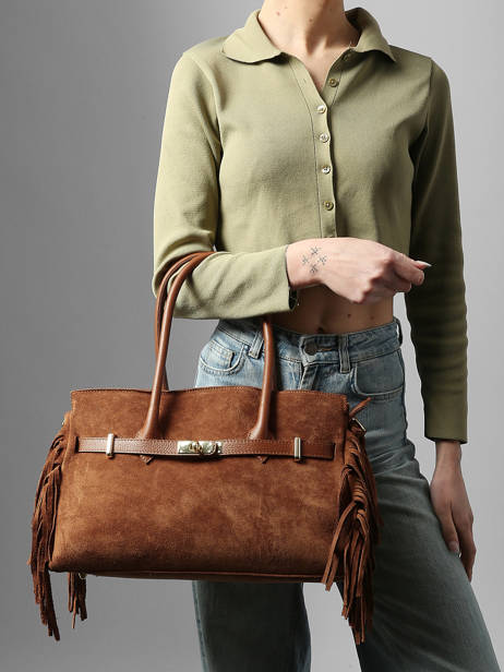 Shoulder Bag Velvet Leather Milano Brown velvet VE25114 other view 1