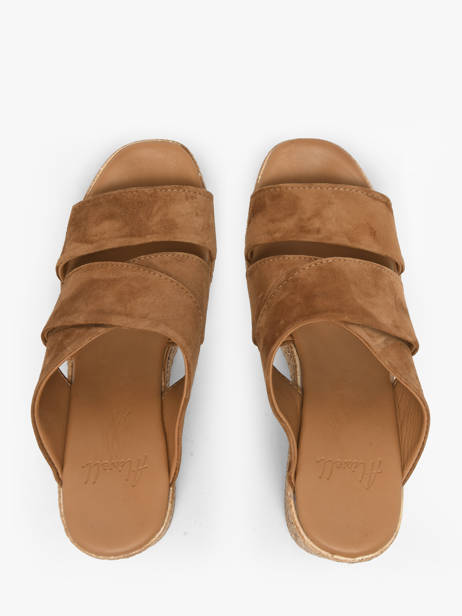 Wedge Slippers In Leather Aliwell Brown women A126189 other view 3